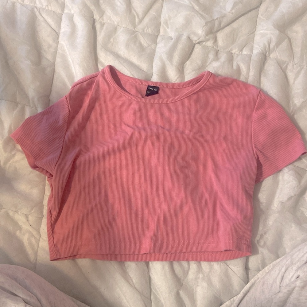 Pink children crop top from shein.